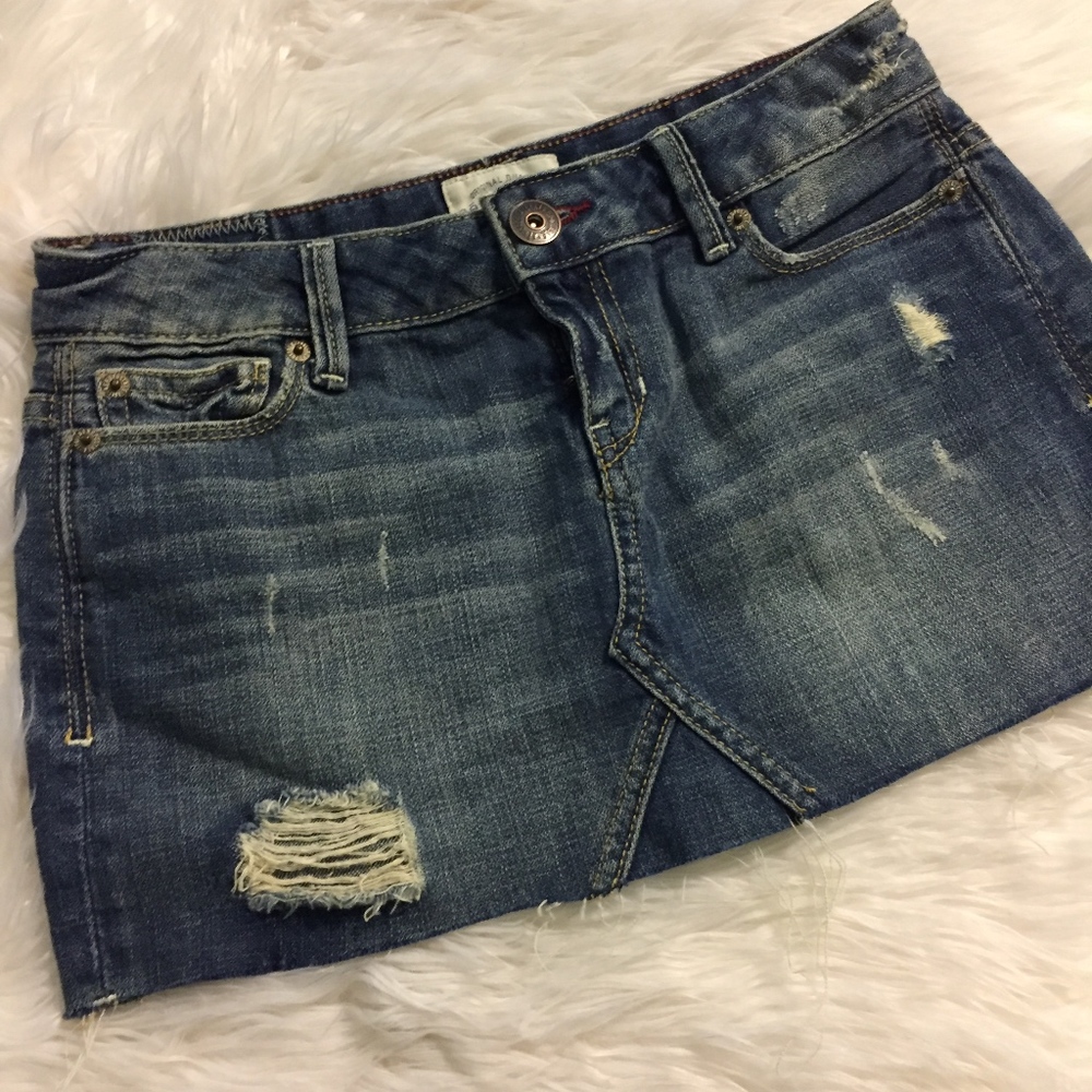 Aeropostale Distressed Denim Mini Skirt